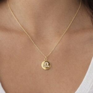 Zodiac Libra 14K Gold Dipped Necklace New
